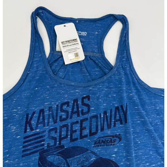 Nascar Race Kansas Speedway Car Design Tank Top Shirt Blue Womens Size Large - Picture 3 of 6